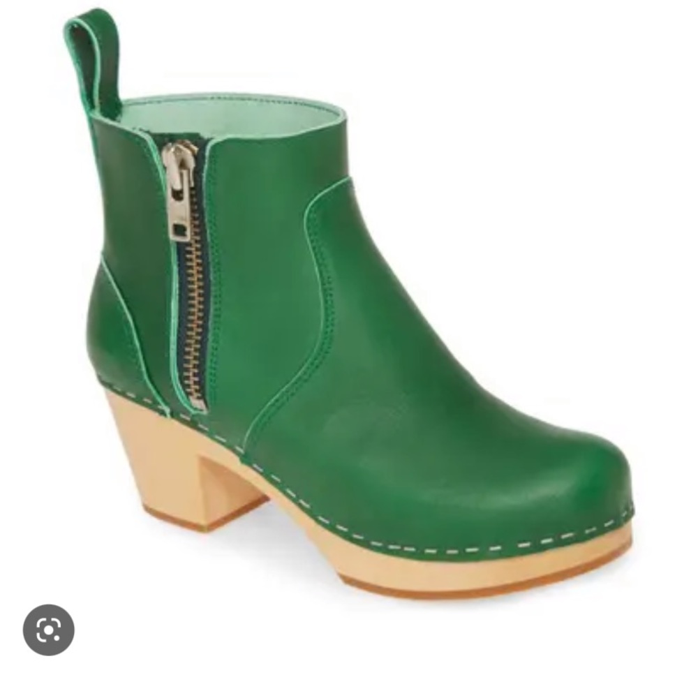 Swedish Hasbeen clog boots ZIP IT EMY Size 40 Gorgeous green Like new